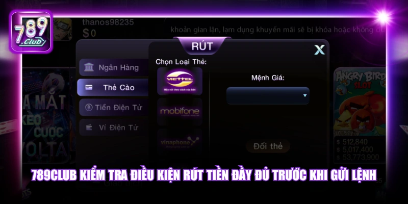 Rút tiền 789Club 4 789Club kiểm tra điều kiện rút tiền đầy đủ trước khi gửi lệnh.